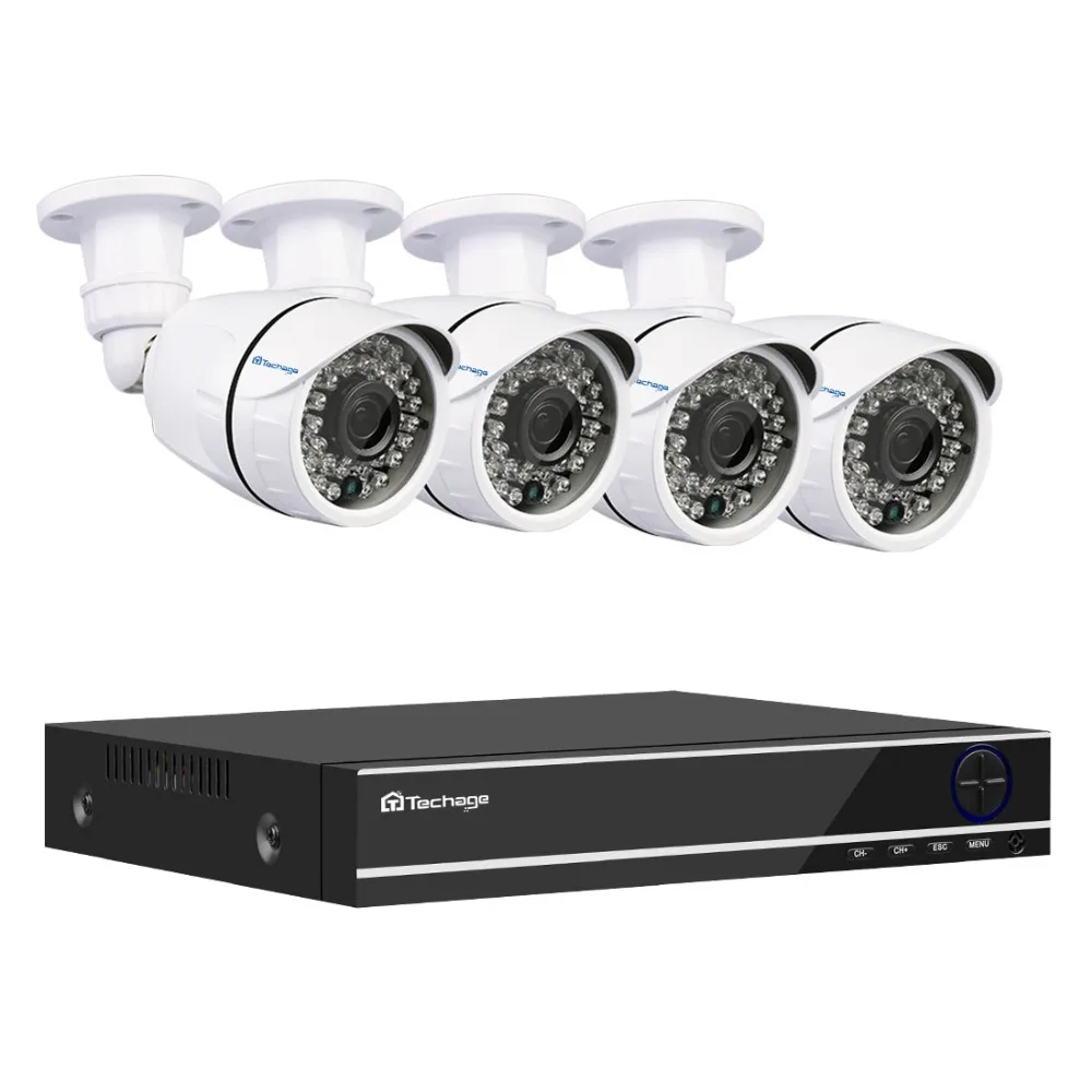 Techage 4CH 1080P AHD DVR CCTV System 2.0MP IR Night Vision Indoor Outdoor Camera Home Security Video Surveillance Kit | Безопасность и
