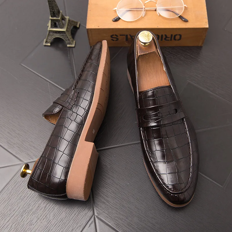 Merkmak/кожаные туфли лоферы из крокодиловой кожи; мужские весенние модельные туфли без застежки; удобные мягкие мужские туфли; большие размеры 38-47
