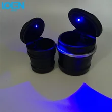 Высокое качество, 1 шт., универсальная пепельница для дома и офиса, круглая черная автомобильная пепельница, синий светодиодный автомобильный держатель для чашки, коробка для хранения сигарет для BMW style