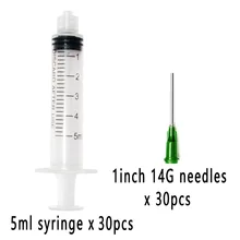 (set of 30)Plastic Syringe 5ml with 1inch 14G Blunt Tip Needles For Lab and Industrial Dispensing Adhesives Glue Soldering Paste tt 14g 27g 1000pcs bag dispensing needles blunt glue liquid dispenser dispensing needle plastic tapered tips
