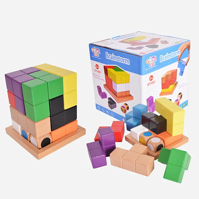 

Educational Wood 3D Puzzle for Kids Adults Brainstorm Puzzles Russia Tetris Development Kids Toy Children Gift Baby Wood Toy