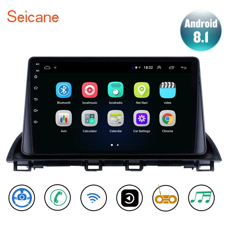Seicane Android 8.1 2Din Car Head Unit Player For Mazda 3 Axela 3 BM 2013-2018 GPS Navigation support DVR OBD Mirror Link TPMS