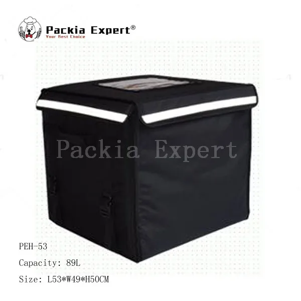 89L 46*46*42cm Food delivery bag cake or juice thermal insulation bag pizza delivery bag with support Black Color Model: PEH-53 89L 46*46*42cm Food delivery bag cake or juice thermal insulation bag pizza delivery bag with support Black Color Model: PEH-53