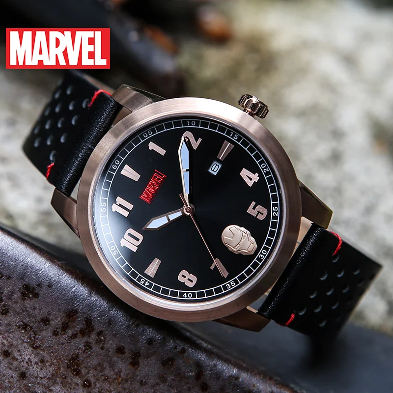 

Hot OFFICIAL authorize original Marvel Avengers Iron man QUARTZ WATCH Waterproof MEN Watches LEATHER Male Luxury M-9022 new
