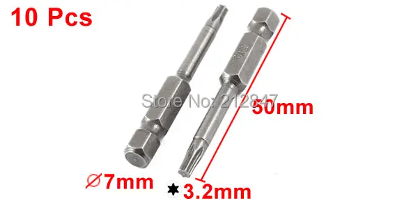10pcs 7mm Hex Shank T15 Magnetic Tip Torx Screwdriver Bits 50mm Long b