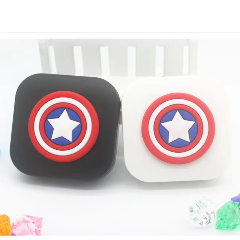 LIUSVENTINA 2018 New Soft Rubber Captain American Contact Lens Case With Mirror Box Container for Gift Girls | Аксессуары для