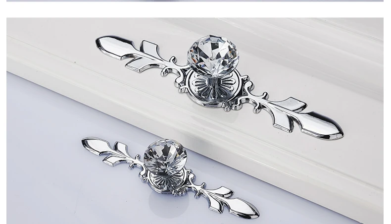 JD Luxury Diamond Crystal Handles Shoebox Cabinet Furniture Handles Closet Door Drawer Knobs Wardrobe Pulls Hardware