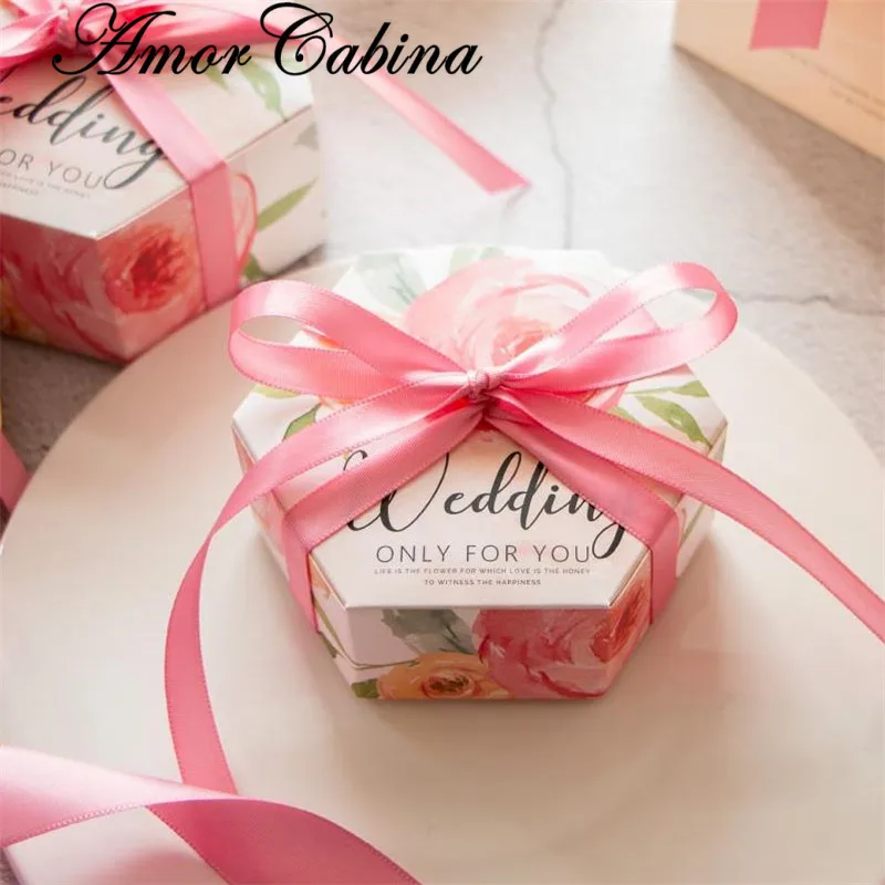 Creativo Di Figura Del Fiore Di Colore Rosa Flamingo Verde Foresta Foglia Scatole E Confezioni Per Dolci Bomboniere Bomboniere Contenitore Di Regalo D