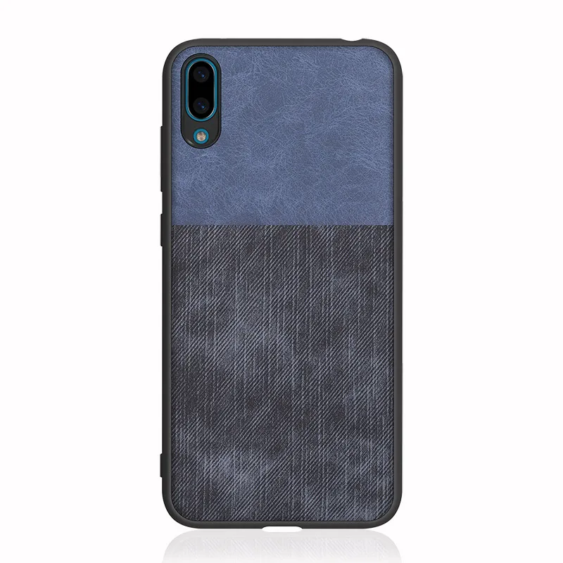 

For Huawei Y9 2019 Case Jeans Cloth Texture PU Leather Y7 Prime 2019 Case Bag Vintage Spliced Phone Case Cover For Y7 Y9 2019