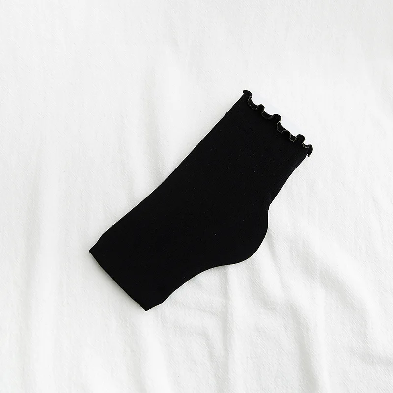 Новинка, весенние женские повседневные носки, 1 пара, длинные, одноцветные, тонкий конфетных цветов, дышащие носки, повседневные, модные, женские, счастливые носки - Цвет: Черный