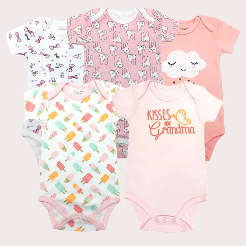 Лидер продаж 5 шт. Рубашка с короткими рукавами детская одежда для новорожденных мальчиков и девочек Детский костюм хлопковые комбинезоны