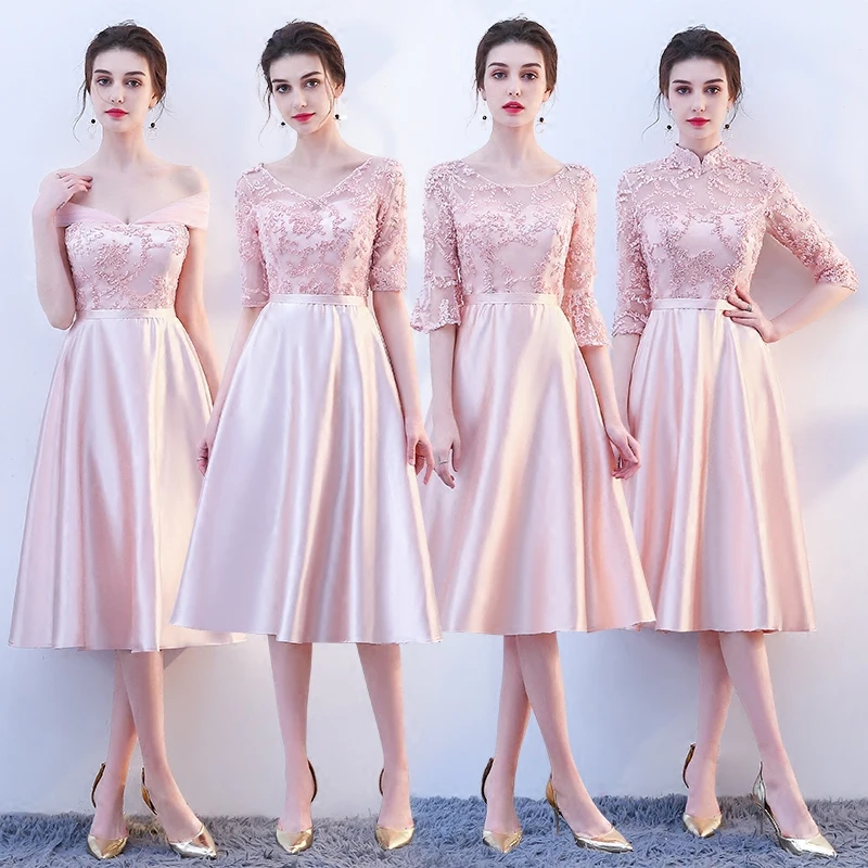 

New pink fairy sweet lady girl women princess bridesmaid banquet party ball dress gown free shipping