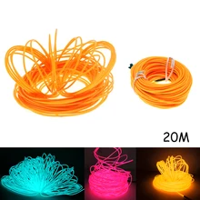 20M EL Led Flexible Soft Tube Wire Neon Glow Car Rope Strip Light Xmas Decor DC