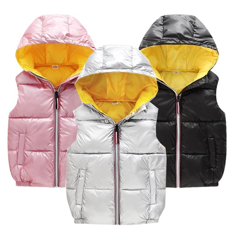 

Children vest sleeveless toddler Girls Jacket Winter Autumn pink silver boys Waistcoats kids vests for girls Outerwear Coats