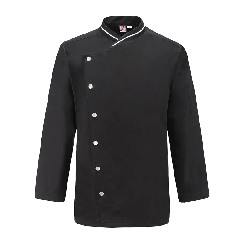 Весна французский ресторан шеф-повара КУРТКА унисекс с длинным рукавом черный повара пальто против морщин повара Рабочая одежда - Цвет: Male black