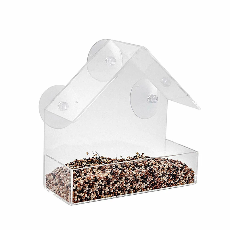 Прозрачное стеклянное для окон смотровая кормушка для птиц гостиничный стол семена арахиса Висячие всасывания Alimentador адсорбции тип дома кормушка для птиц