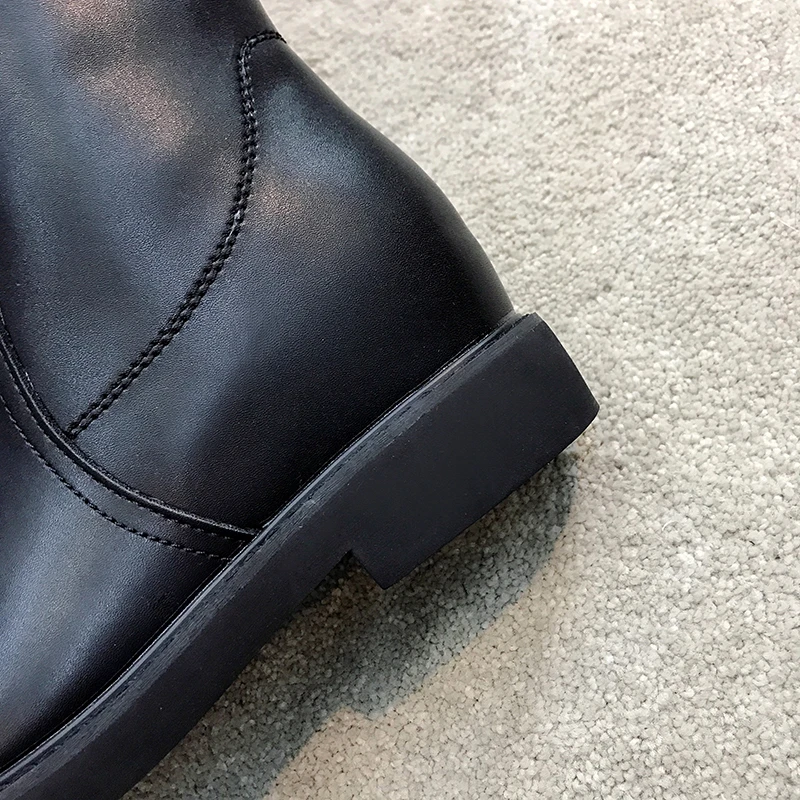 Г. Женские ботинки зимние однотонные рыцарские сапоги с круглым носком на высоком каблуке с плюшевой подкладкой теплые сапоги на толстом каблуке из искусственной кожи