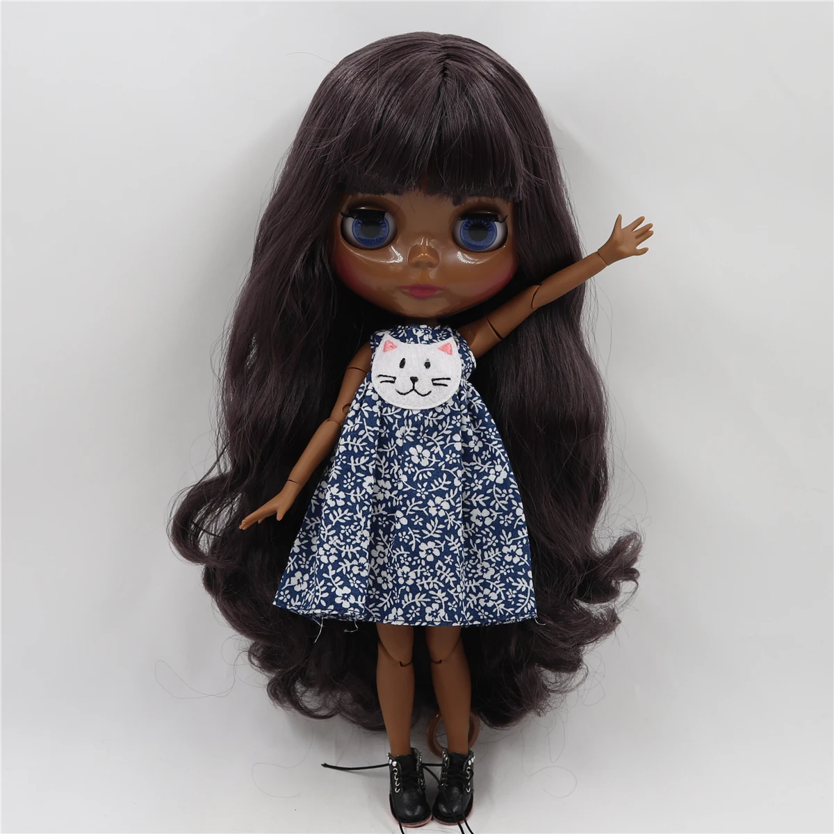 Lední DBS blyth panenka 1/6 bjd hračka super černá kůže tónový jazyk hluboká fialový vlasy kloub tělo 30cm hračka anime holčičky