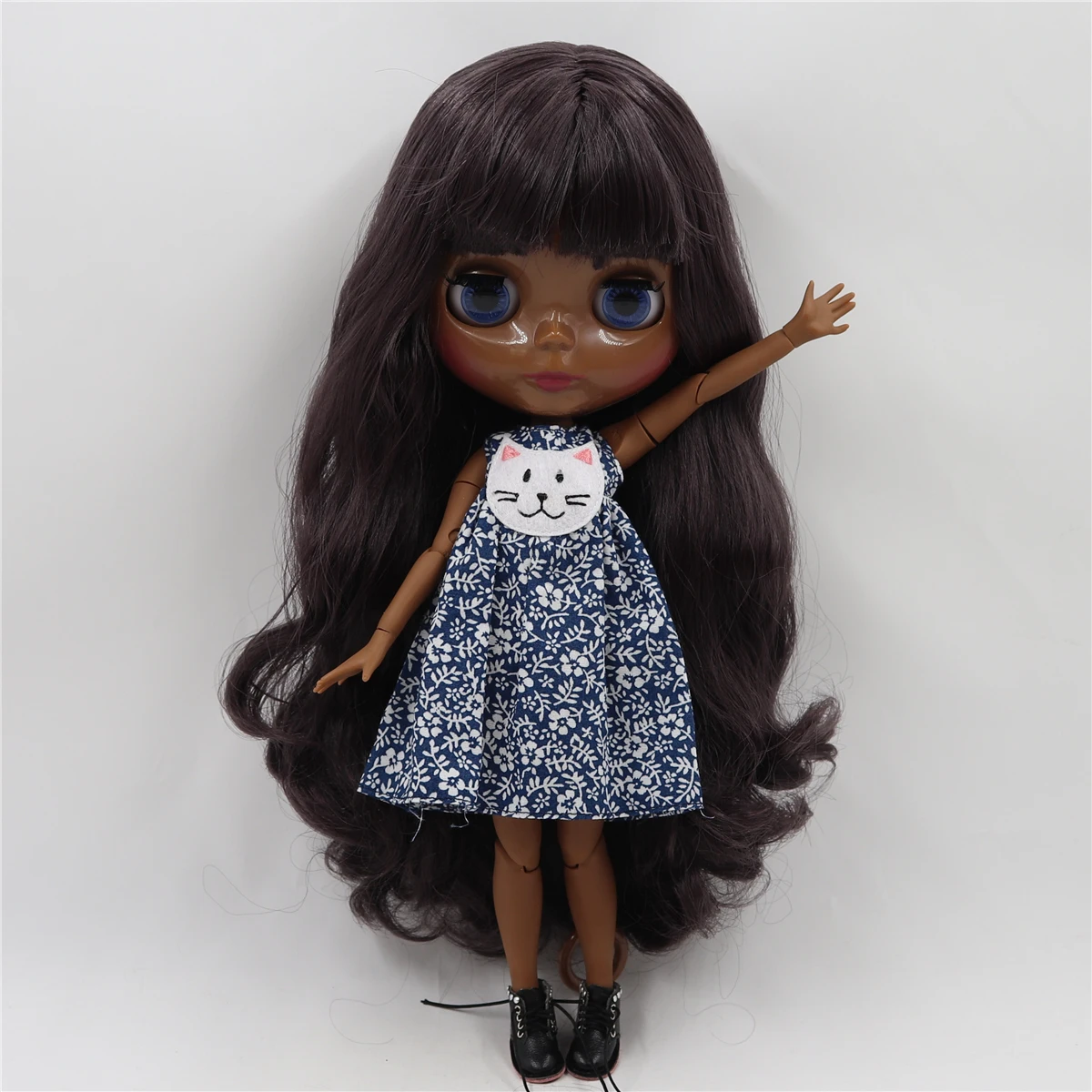 ICY DBS Blyth Doll 1/6 bjd toy super black skin tone deep purple hair joint body 30cm toy anime girls 5