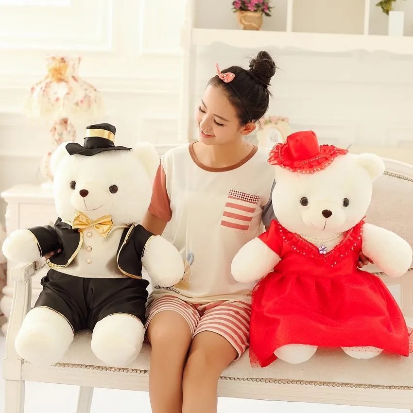 Модная высококачественная одежда, 40 см, 60 см/80 см; свадебные туфли с рисунком медведя; Плюшевые игрушки, а так же кукла Мишка Тедди Свадебный подарок медведь жених и невеста 2 шт./пара - Цвет: 10