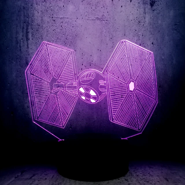 Día RC Star Wars 3D USB LED lámpara de dibujos animados Tie Fighter lámpara de escritorio luz de noche Visual atenuador de mesa regalos para niños decoración de casa - Imagen 5