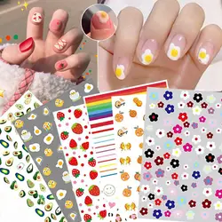 Лак для ногтей Стикеры 10 листов 9.5X6.6.3cm 3D ногтей Стикеры s Self-клейкий трансферный наклейки животных клубника цветочный дизайн ногтей