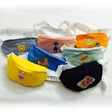 Милые поясные сумки с мультяшным принтом, Женские поясные сумки в корейском и японском стиле, мини поясные сумки, синие и Черные нагрудные сумки, высокое качество