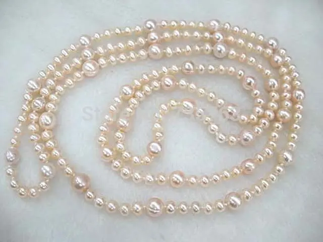 

HOT 0015158 pink freshwater pearl baroque beads 60" loop necklace