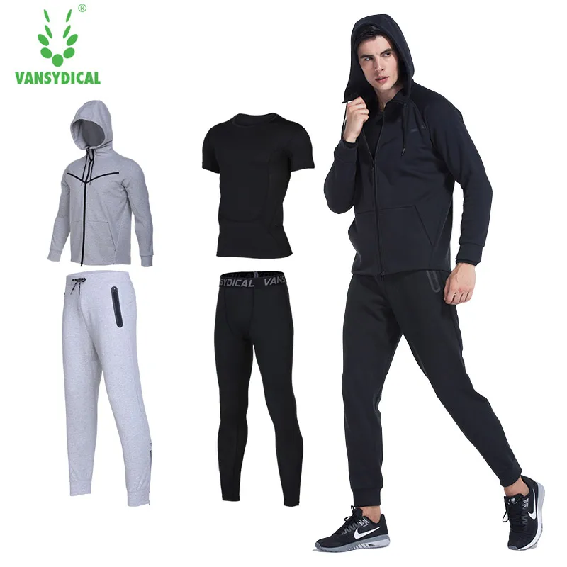 Мужские спортивные костюмы VANSYDICAL для спортзала зимние бега 4 шт. мужские