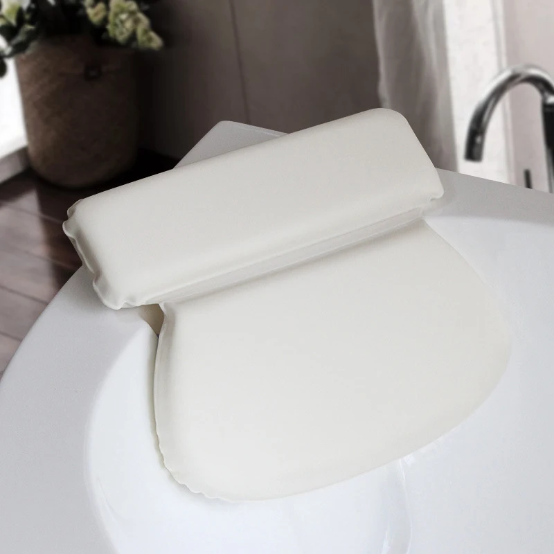 Soft Round Bath Pillow Strong Sucker PU Sponge Bathroom Headrest