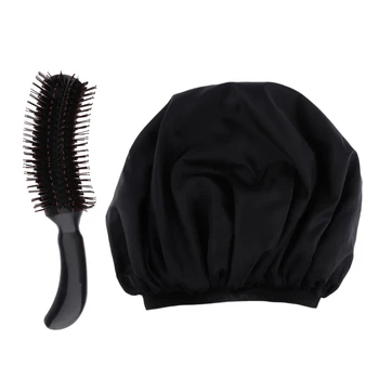 

Soft Satin Sleeping Cap Salon Bonnet Hat with Detangling Styling Volumizing Wavy Curly Short Long Hair Types Set