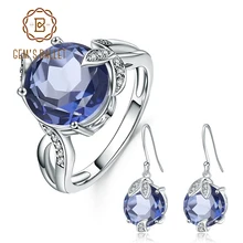 Gem's Ballet 11.4Ct натуральный иолит синий мистический кварцевый камень серьги кольцо набор твердых 925 пробы Серебряный набор украшений для женщин