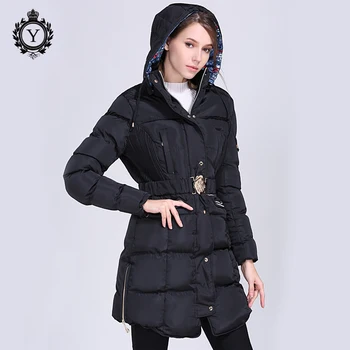 

COUTUDI 2019 New Winter Coat Womens Parka with Adjustable Belts and Draped Brand Design High Quality Women's Warm Winter Jacket