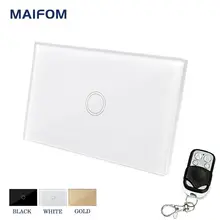 MAIFOM US Standard Smart Touch Switch 110V-240V AC Glass Panel Durable Dirt-resistant 1 Gang 1 Way Wall Light Switches