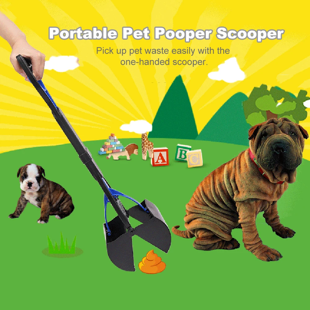 Dog Poop Scooper Long Handle Pet Pooper Scooper Clean Pick Up Animal