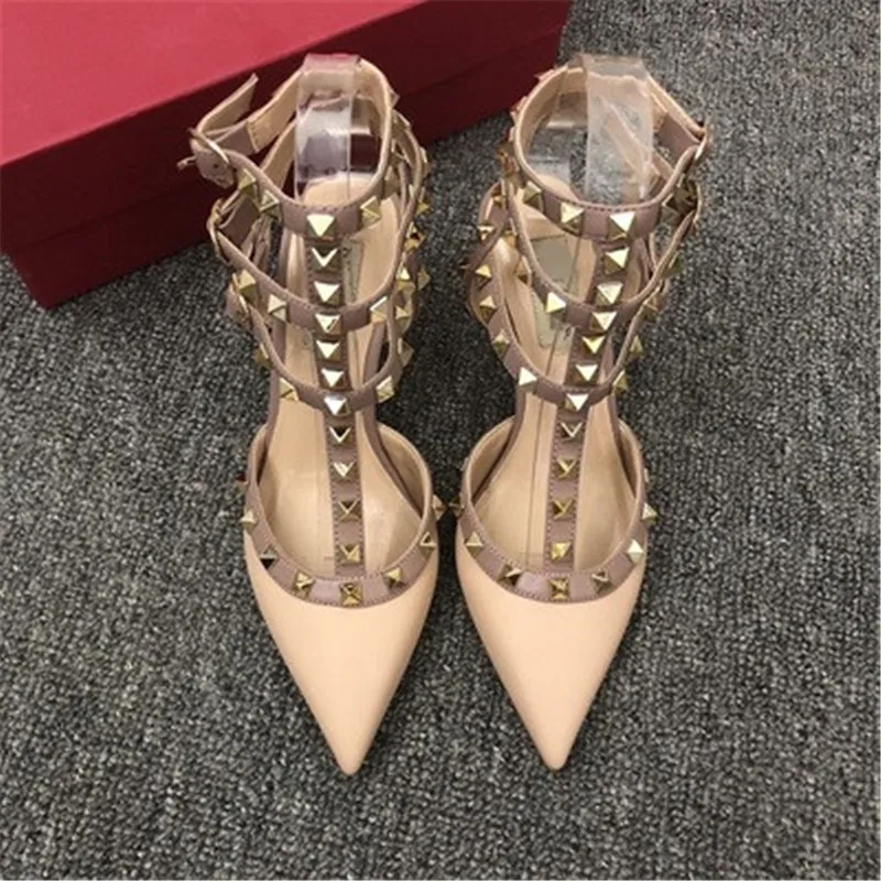 

V home rivet pointed high heels super high heel stiletto belt sandals bridesmaid wedding shoes female summer