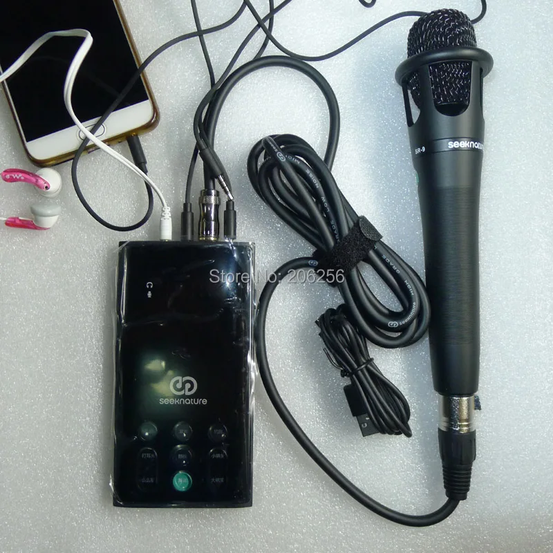 New Seeknature Broadcast II Mobile Phone Live Sound Card +SR-9 Microphone For Mobile Phone song K dual headphone output