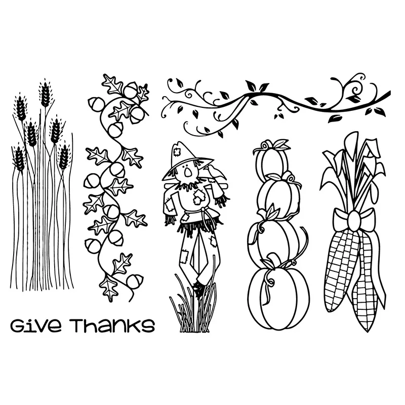 

Autumn Scarecrow and Corn Transparent Clear Stamp For DIY Scrapbooking Decorative Card Making Craft Fun Decoration Supplies