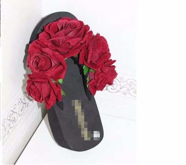 Женские тапочки HAHA Flower летние женские шлепанцы на танкетке сандалии садовая обувь ручной работы искусственный жемчуг, для повседневного использования, оригинальные пляжные сандалии
