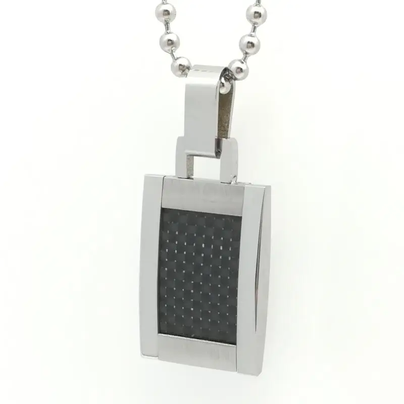 

Black Carbon Fiber Geometric Necklace Men Jewelry High Polished Tungsten Carbide Necklaces & Pendants Chain