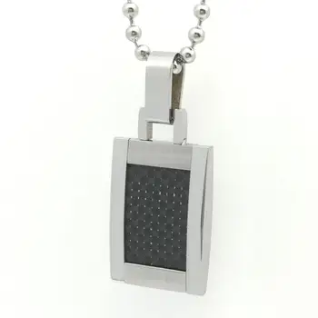 

Black Carbon Fiber Geometric Necklace Men Jewelry High Polished Tungsten Carbide Necklaces & Pendants Chain