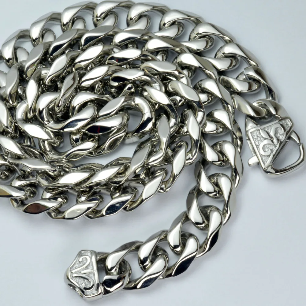 

N335 316L Stainless steel Mens Necklace Cuban Curb Chain 60cm length x 13.5mm width