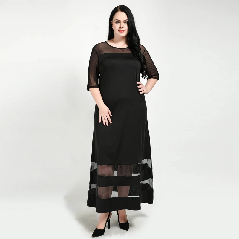 Осенние женские 7Xl платья большых размеров с круглым вырезом в стиле пэчворк Vestidos