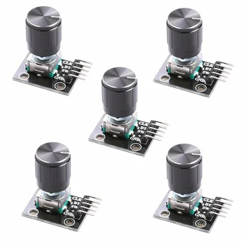 

diymore 5PCS/Lot KY-040 Rotary Encoder Module with 15x16.5 mm Potentiometer Rotary Knob Cap for Arduino