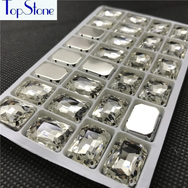 

High Quality Clear Crystal rectangle sew on claw rhinestone Glass Rectangular Sew-on Stone DIY Garment accessories