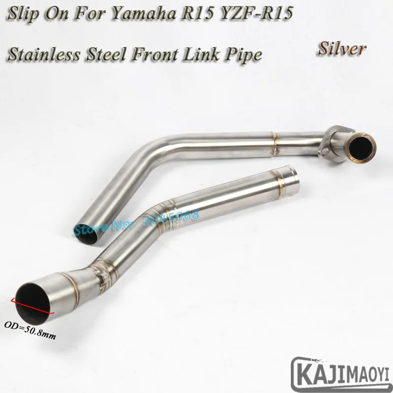 YZF-R15 motocicleta sistema completo de Escape modificado con frente tubo de enlace medio Slip-on para Yamaha R15 sin silenciador