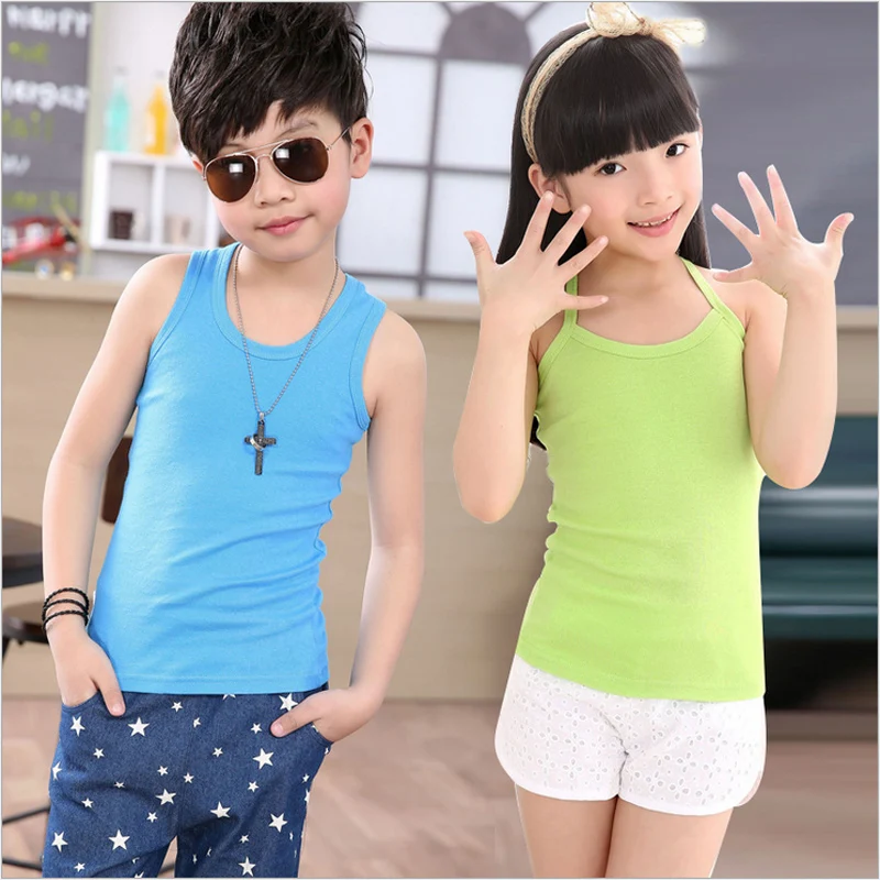 Kids Girls Sleeveless Top Camisole Vest Tops Spaghetti Strappy Tunic T