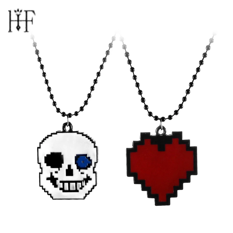 

Anime Undertale Red Heart Necklace Pendant Cosplay Costume Otaku Gift Black Bead chain Choker Necklace & Pendants skull Jewelry
