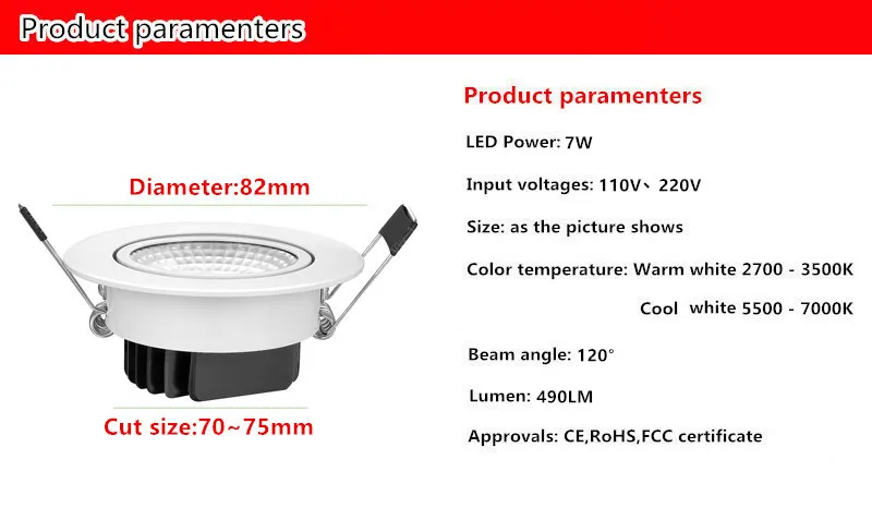 10X Диммируемый светодиодный светильник COB вниз AC110V 220V 3W 5W 7W 12W Встраиваемый светодиодный точечный светильник люминесцентный внутренний декоративный потолочный светильник