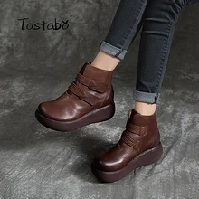 Tastabo/ботинки ручной работы; цвет черный, коричневый; бархатные ботильоны; женская обувь на рифленой подошве; Удобная подкладка; Повседневная обувь в стиле ретро